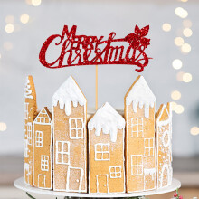 Julgranstårtdekoration – Glitterpapper, 16x10cm