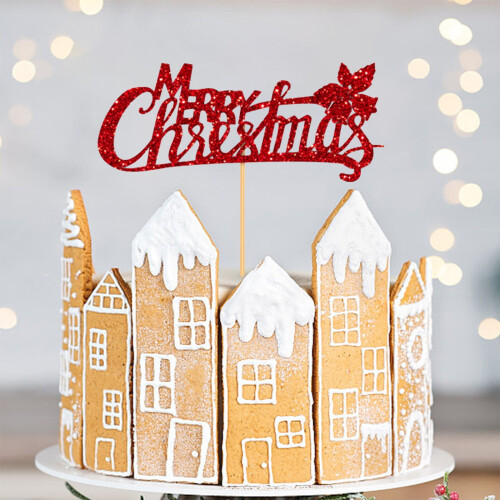 Julgranstårtdekoration – Glitterpapper, 16x10cm