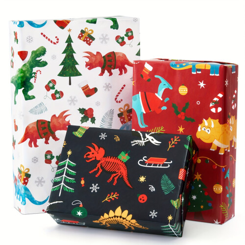 Christmas dinosaur wrapping paper cartoon pattern 10 sheets
