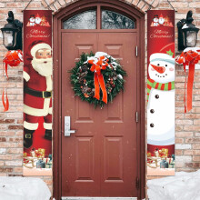 Christmas hanging banner with Santa tree snowman gifts 1 pc