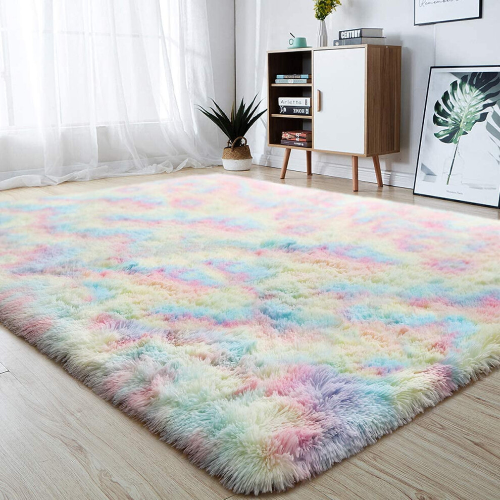 Fluffy Geometric Area Rug for Bedroom Kids Room