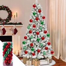 50pcs Red Plastic Christmas Baubles 6cm