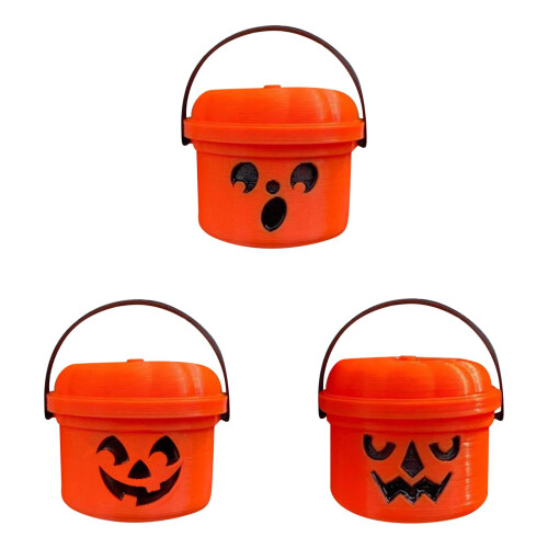 Mini secchiello per caramelle a forma di zucca per decorazioni per feste di bambini (3 pezzi)