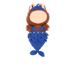 Gehaakte poppenkledingset voor-Blauwe vissenstaartrok