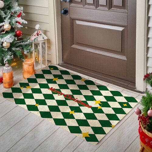 Tapete de Natal antiderrapante para porta de exterior, 40 x 60 cm (15,74 x 23,62 polegadas).