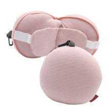Comfortable PP Cotton Neck Pillow With Light Blocking Eye-Pink