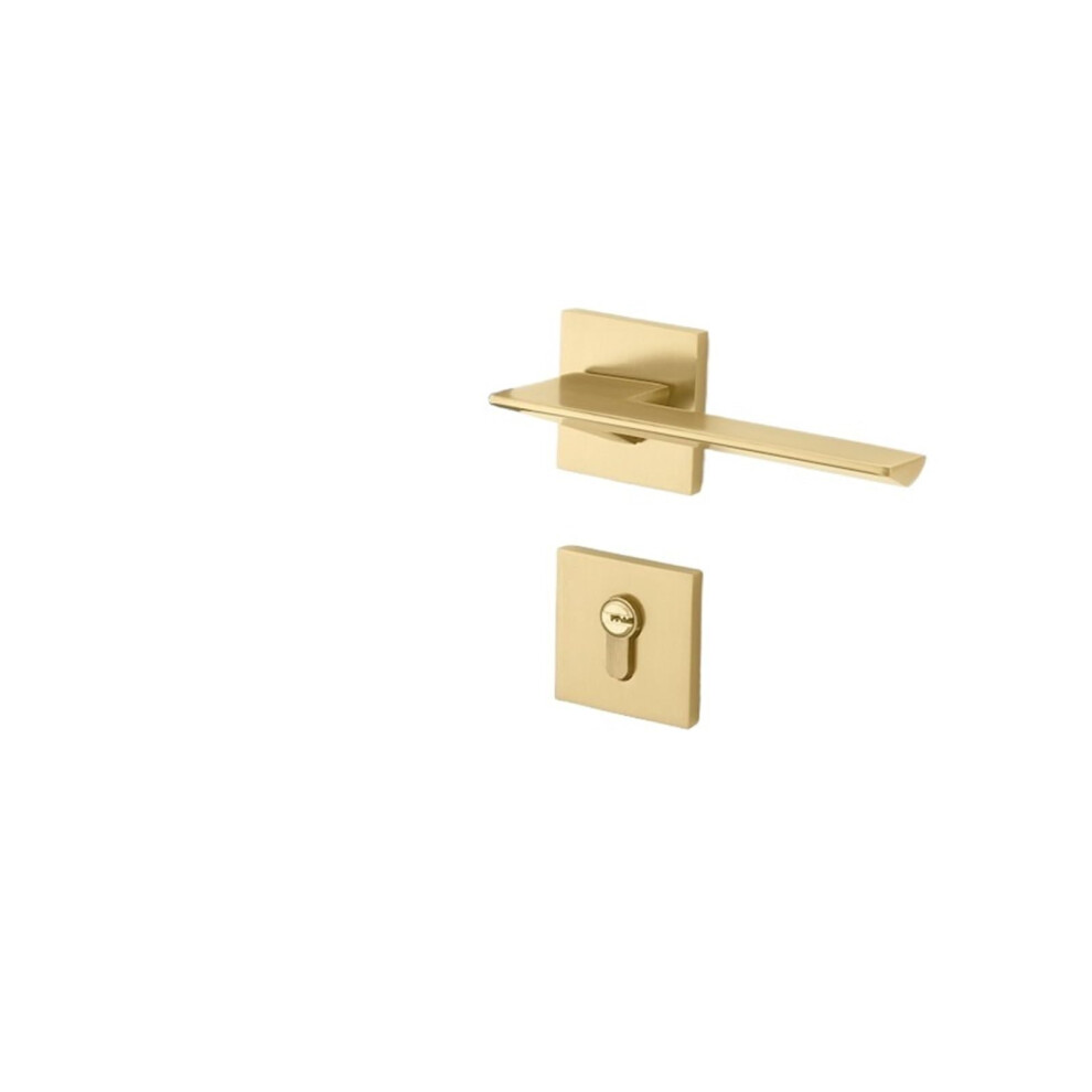 Modern Matte Gold Silent Door Lock For Bedroom, Durable Interior Door Handle With Key 3550Mm 9330225800446