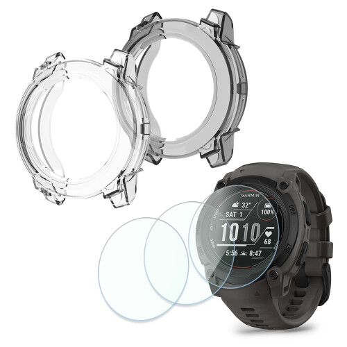 Case and Screen Protector Set for Garmin Instinct E 40mm, TPU Shock Absorbing Frame with Tempered Glass 3+2 Pack