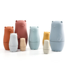 8pcs Multicolored Silicone Nesting Dolls Set, Russian Matryoshka Bears Montessori Educational Toy for Toddlers