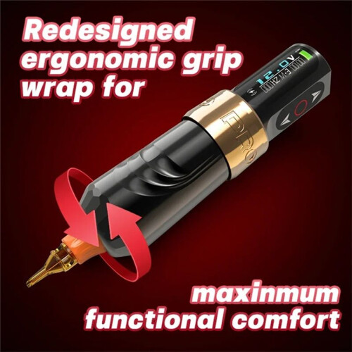 Black Wireless Tattoo Pen Machine Brushless Motor with Two LED Display Batteries Permanent Makeup 1
