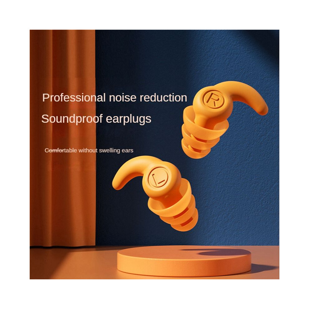 3 Pair Silicone Earplugs,Waterproof Swimming Ear Plugs For Adults,Reusable Silicone Swimmer Earplugs,Black+Orange+ 6034088872253