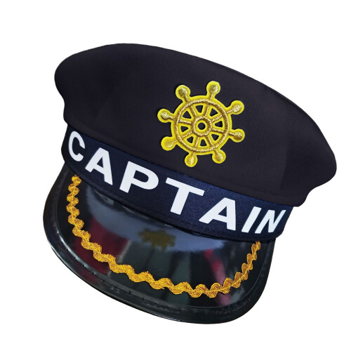 Polyester Captain Hat Festival Hat For Adults Adjustable-Black