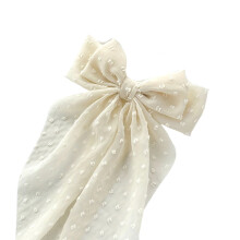 Temperament Ribbon Bowknot Hair Clip Large Size Barrette-Gray