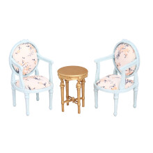 1/12 Mini Dollhouses Dining Set Wooden Table And Chair-Blue Set