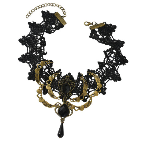 Collier gothique polyvalent en dentelle noire, adapté-Section 2