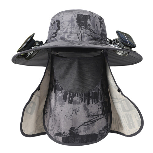 Solar Operated Ventilated Hat With Solar Fan Neck Flap For-4