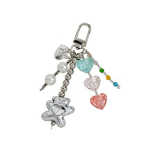 Miniature Cartoon Heart Bear Pendant Keychain Convenient