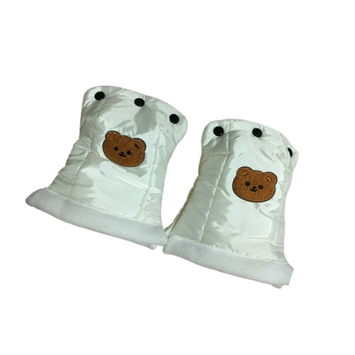 Polyester Strollers Gloves for Warmth and Daily Comfort-White