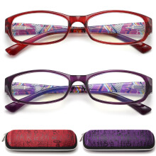 Reading Glasses for Women 2.5x Magnifier Blue Light Protection Spring Hinge Comfort with Case Red or Purple