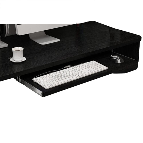 Under Desk Keyboard Tray Large Black Ergonomic Sliding Design with Mouse Platform for Home Office