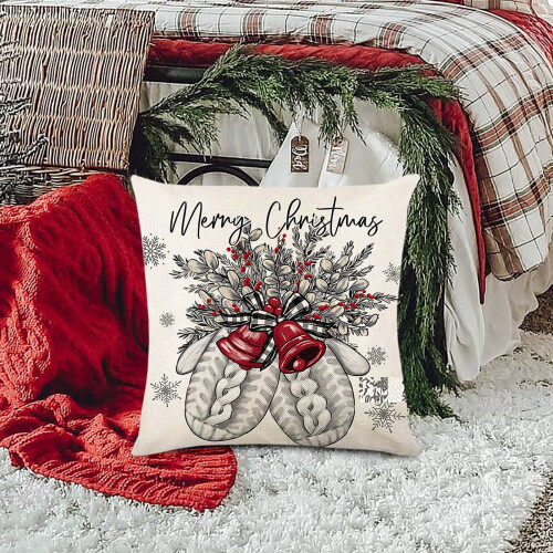 Housses de coussin de Noël en lin style ferme, 45 cm 2