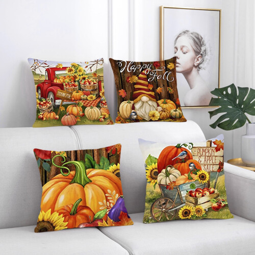Capa de almofada decorativa de outono estilo fazenda, 45x45 cm (18x18 polegadas) 2