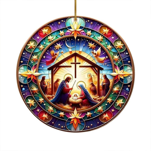 Akryl julkrubba hänge ornament 8cm 1