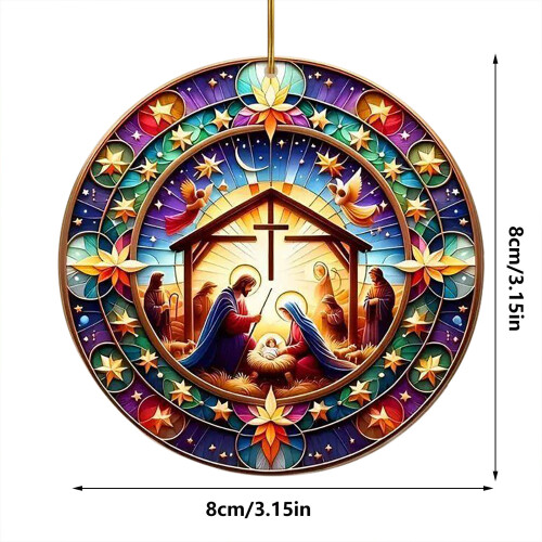 Akryl julkrubba hänge ornament 8cm 2