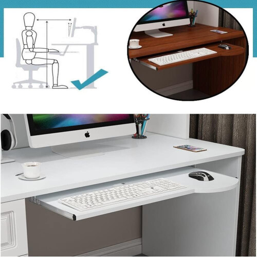 Under Desk Keyboard Tray Large Black Ergonomic Sliding Design with Mouse Platform for Home Office 2