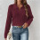 Damen Zopfmusterpullover Langarm V-Ausschnitt Pullover Tops Lässige Pullover Shirts Herbstmode Outfits Dunkelrot XL 3