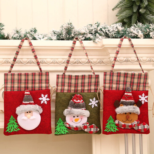 Sacola de presente de Natal com cordão para doces, 12 unidades 2