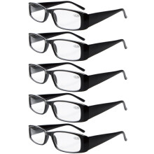 Blue Light Reading Glasses 5 Pack +3.50 Magnification for Men and Women, Spring Hinge Black Frame