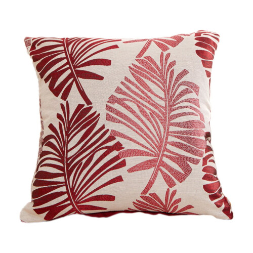 Palmebladspudebetræk, rød polyester, 45x45 cm 1