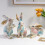 Rabbit Figurine Resin Easter Ornament with Flower Pattern 6