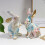 Rabbit Figurine Resin Easter Ornament with Flower Pattern 4