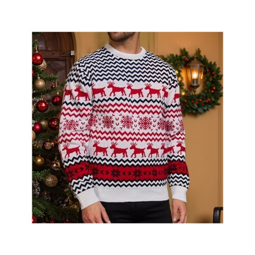 Couples' Casual Christmas Sweater Raglan Sleeve Crew Neck Knitted Pullover Comfy Warm Fall Tops White (Men) M 2