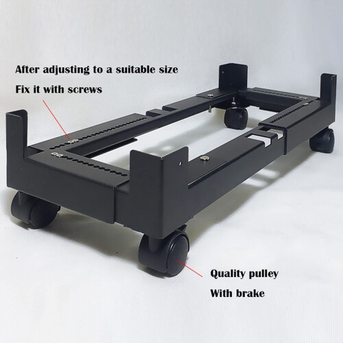 Adjustable Computer Tower Stand with Wheels, Metal CPU Holder Cart for PC Case, Enhanced Airflow Design 2