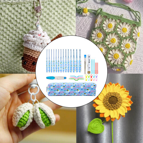 12Pcs Aluminum Crochet Hook with Soft Ergonomic Handle 1