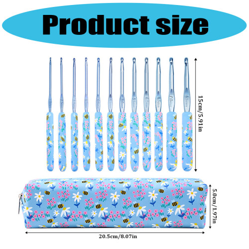12Pcs Aluminum Crochet Hook with Soft Ergonomic Handle 2