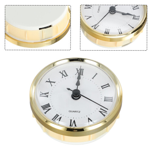 3.1 Inch Round Quartz Clock Insert with Gold Trim Spade 2