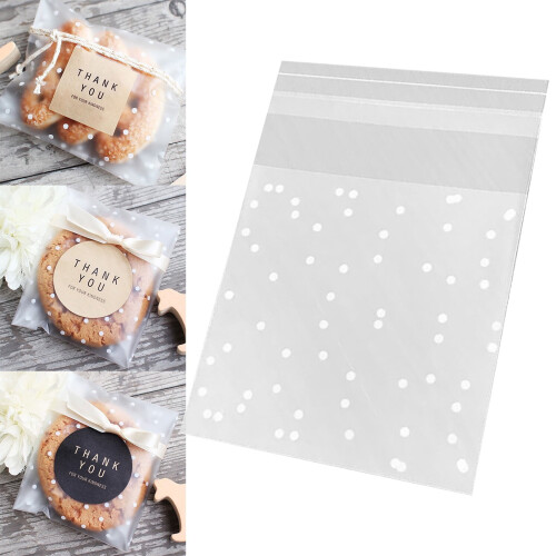 Self-Adhesive Cookie Bags with White Dots 100 pcs 1
