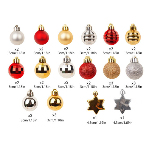 Christmas ornaments red hexagonal star 33 pcs 2