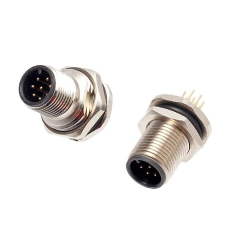 M12 4 Pin Female Connector IP67 Waterproof Backmount Screw Locking Sensor Socket for Automation 2
