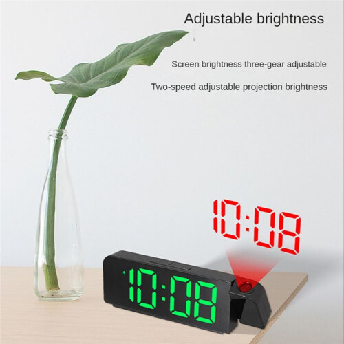 180 Rotation Projection Alarm Clock 12/24H LED Digital Clock USB Charge Ceiling Projector Alarm Clock (Green) 2