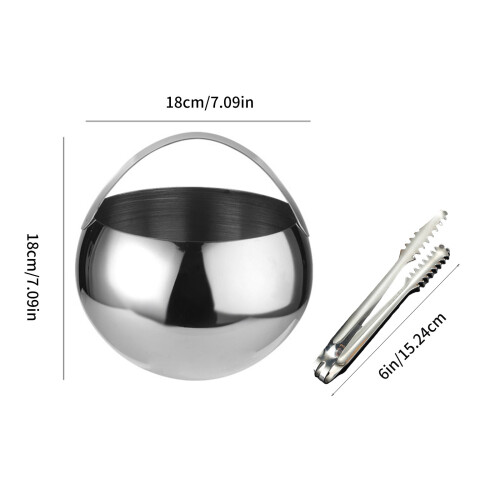 Modern 2L Round Ice Buckets Stainless Steel Beverage-Gold 2