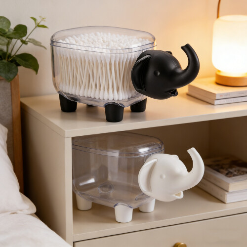 Organisateur de coton-tige polyvalent en forme d'éléphant, 2 2