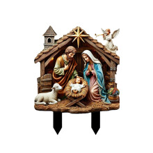 Crèche de Noël décorative pour intérieur et extérieur en acrylique