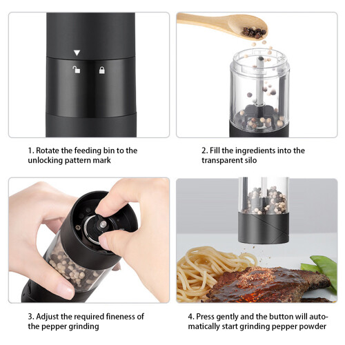 Cordless Electric Grinder For Coffee Pepper Ceramics-Black 1