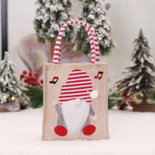Conjunto de 6 Sacolas de Linho com Estampa de Decorações Natalinas