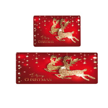 Christmas Wrapping Paper Red Green Santa Penguin Deer